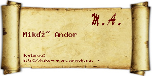Mikó Andor névjegykártya