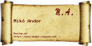 Mikó Andor névjegykártya